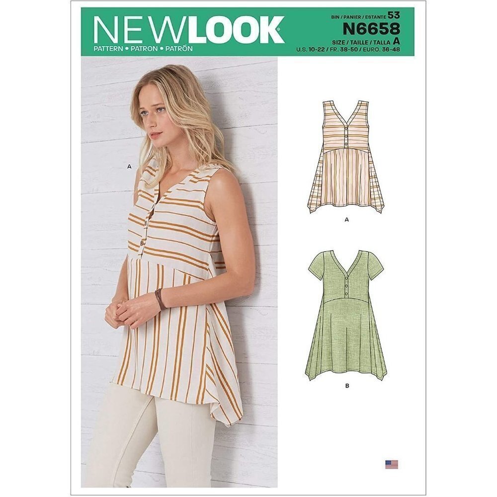 New Look‎ Sewing Pattern 6658 Handkerchief Hemmed Top Misses Size 10-22